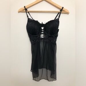 La Senza intimates bra top molded cups black lace sheer lingerie sexy boudoir